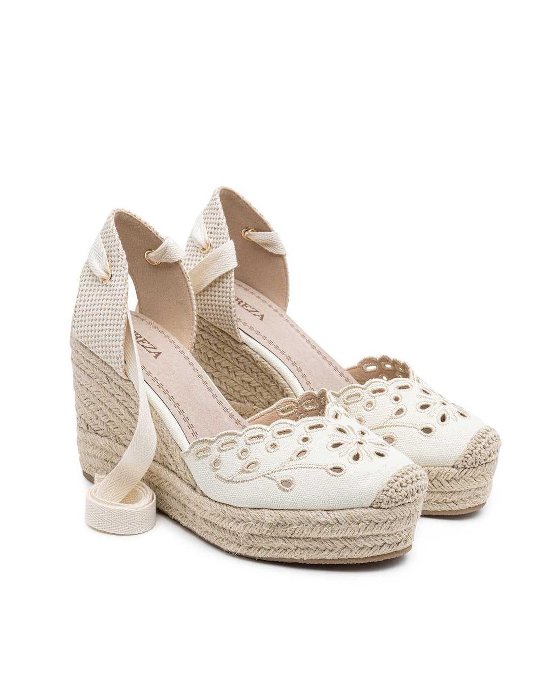 Cuñas bordadas Cala Beige