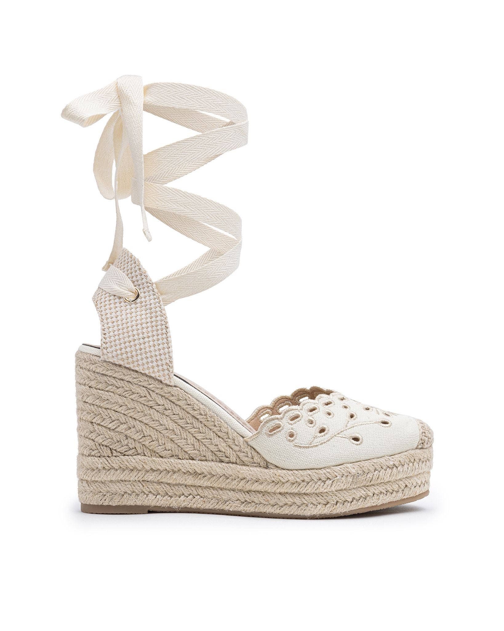 Cuñas bordadas Cala Beige