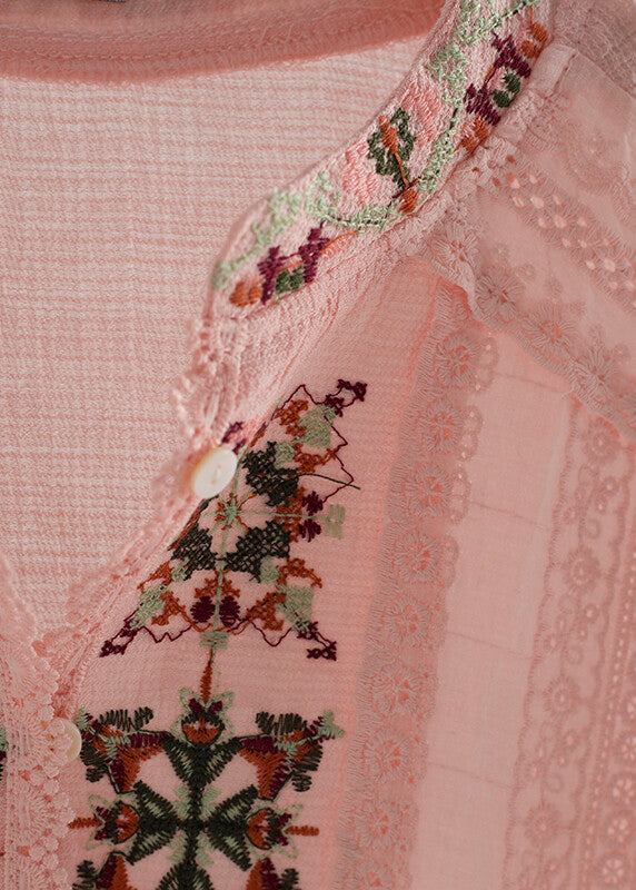 Camisa rosa bordado Albahaca