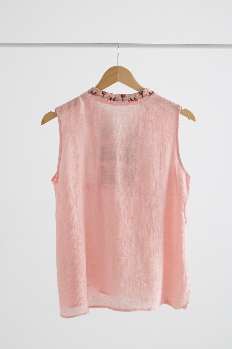 Camisa rosa bordado Albahaca