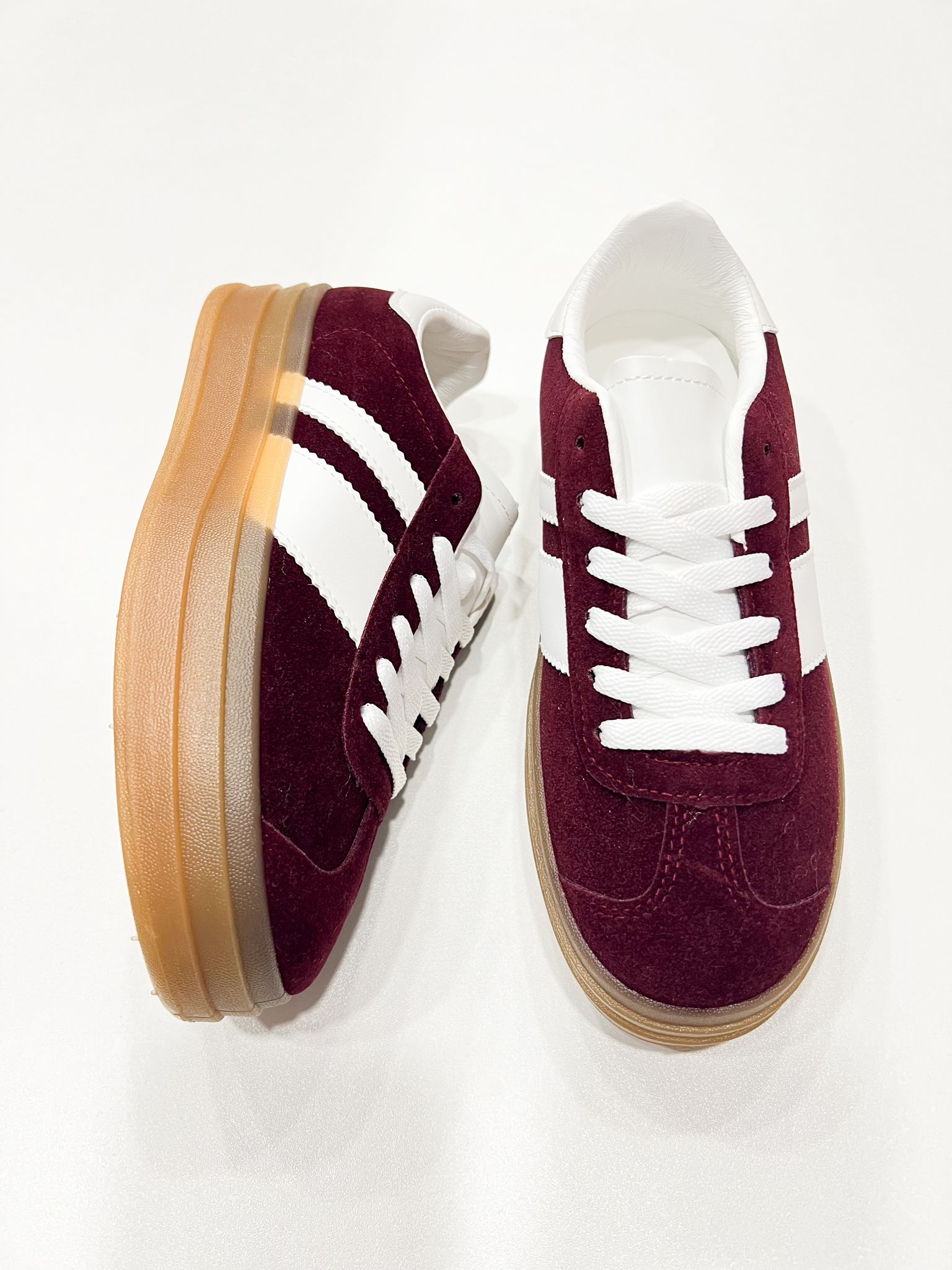 Burgundy Suede Sneakers