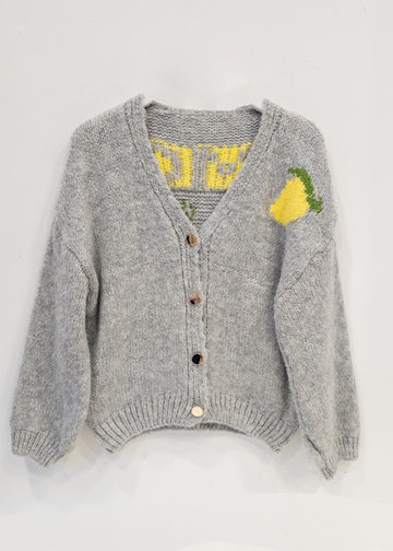 Cardigan punto gris/amarillo Lemon