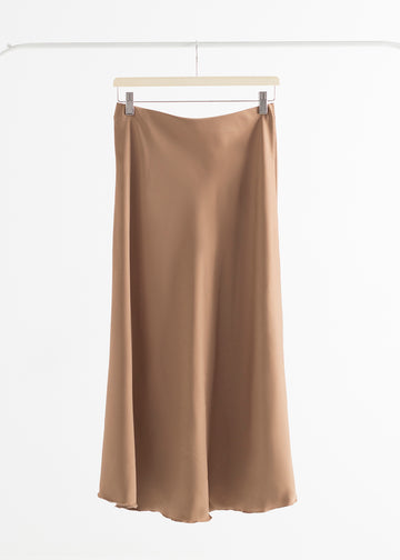 Simona brown satin skirt