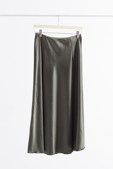 Simona khaki satin skirt