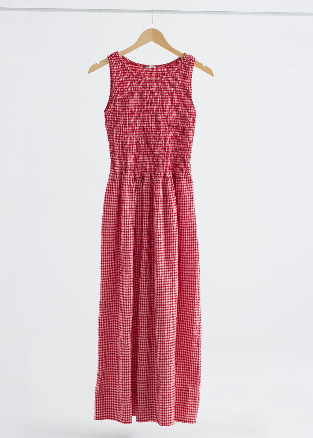 Amalia long red gingham dress