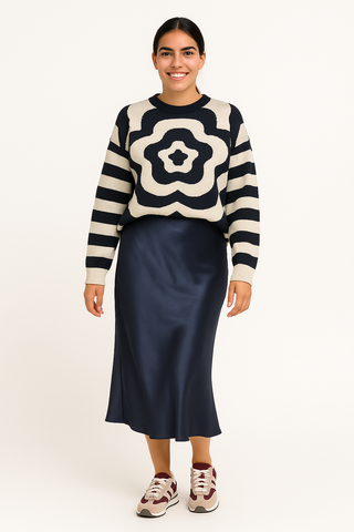 Falda azul satinada Simona