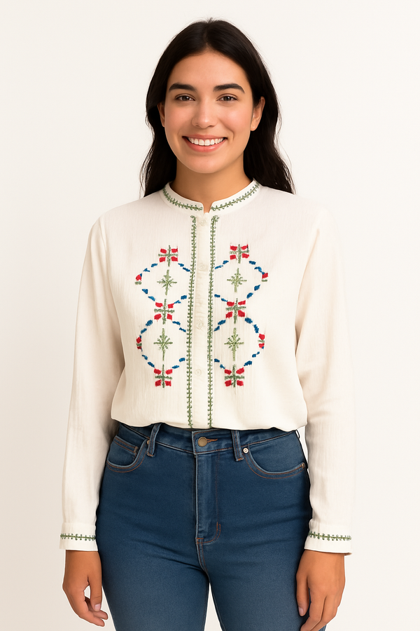 Camisa blanca bordada Oasis