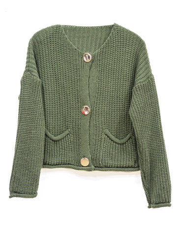 Malta Olive Green Knitted Cardigan