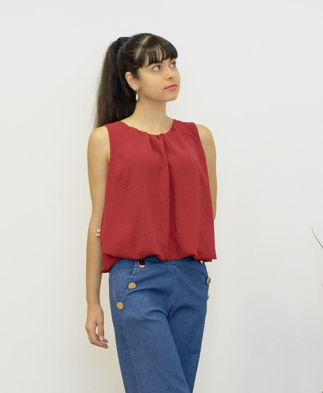 K-GUAPA Talla única Blusa burdeos Carmen