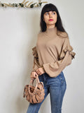 K-GUAPA Talla única Jersey camel  volantes Arrebol