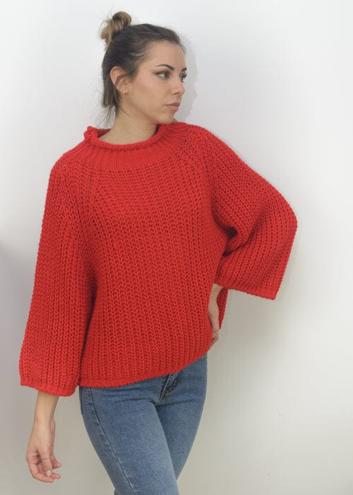 K-GUAPA Talla única Jersey rojo tricot campana Marga