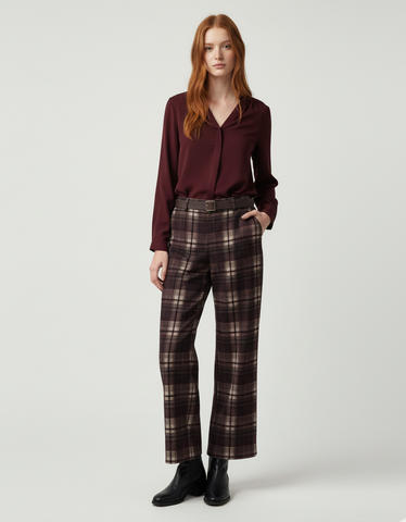 Pantalón Check Burgundy London