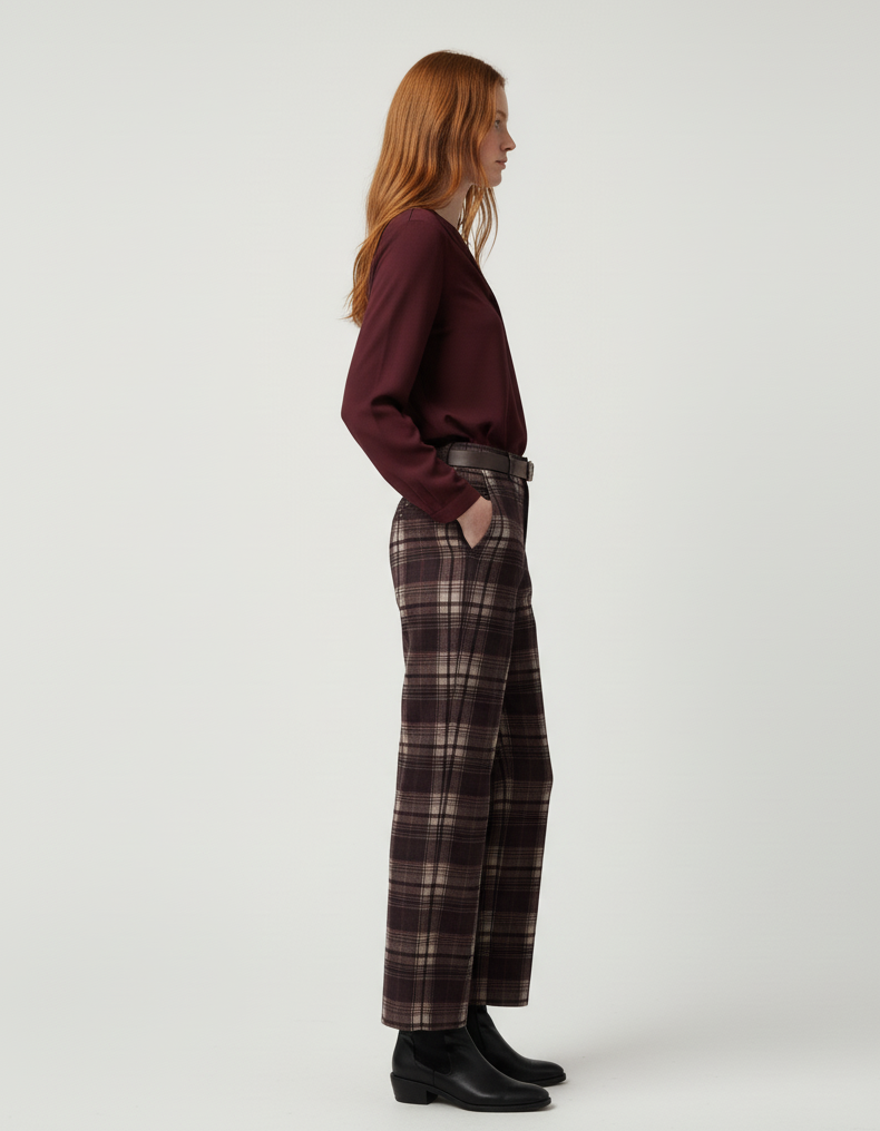Pantalón Check Burgundy London