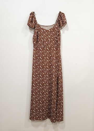 Vestido marrón flores Amapola