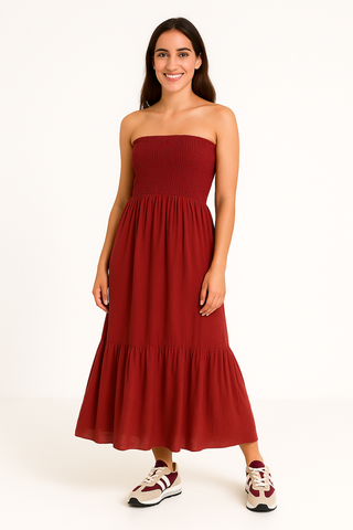 Vestido palabra de honor pasión Carmesí